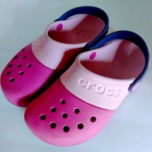 Crocs Color Blocked Purple Pink Girls Size 12
